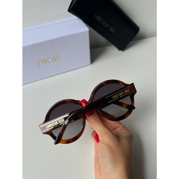 NEW Dior Signature R1U Round Sunglasses in Havana Brown - Picture 5 of 11